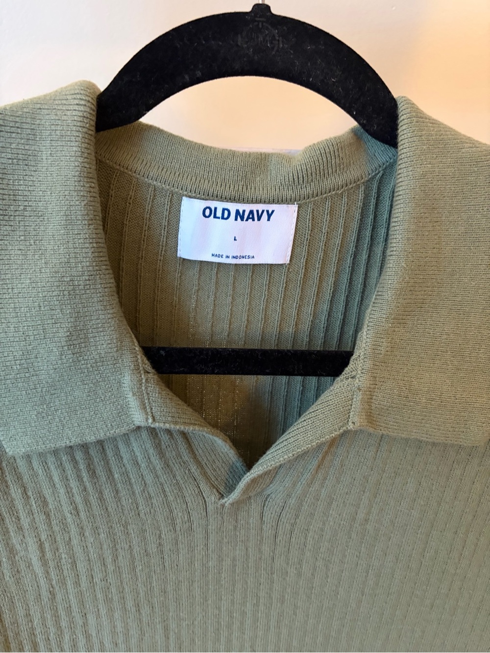 Mens Old Navy Olive Green Ribbed Polo Sweater - Picture 2 of 3